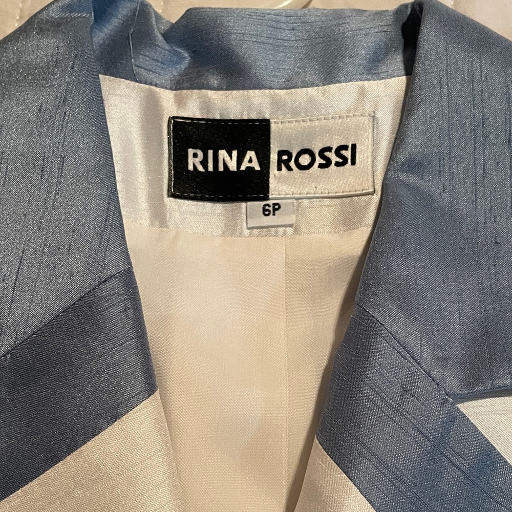 Rina Rossi Women's Elegant Blue and White Blazer with matching dress